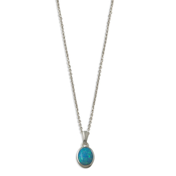 Oval Blue Czelline Opal Belcher Necklace - Von Treskow