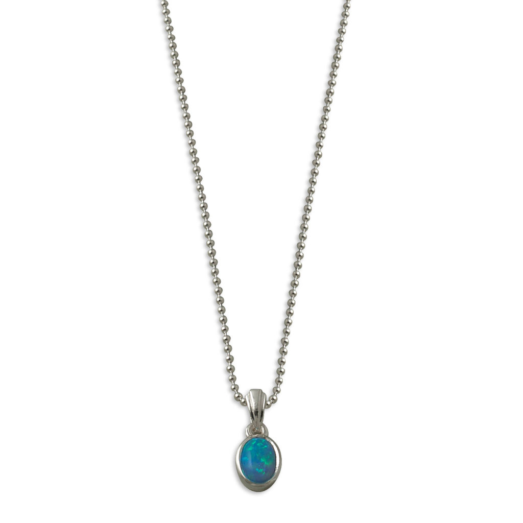 Oval Blue Czelline Opal ball chain Necklace - Von Treskow