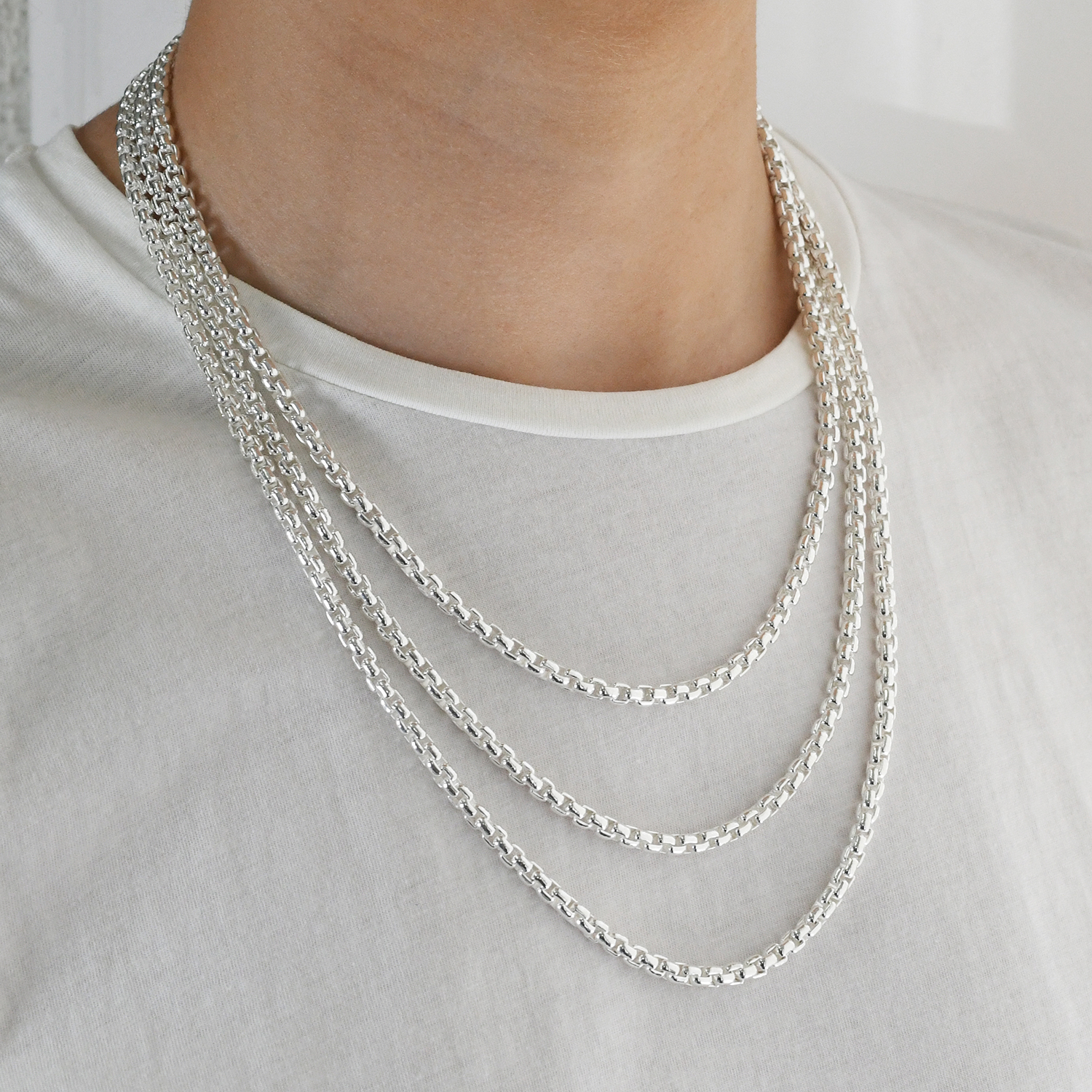 Sterling silver square belcher chain necklace - Von Treskow