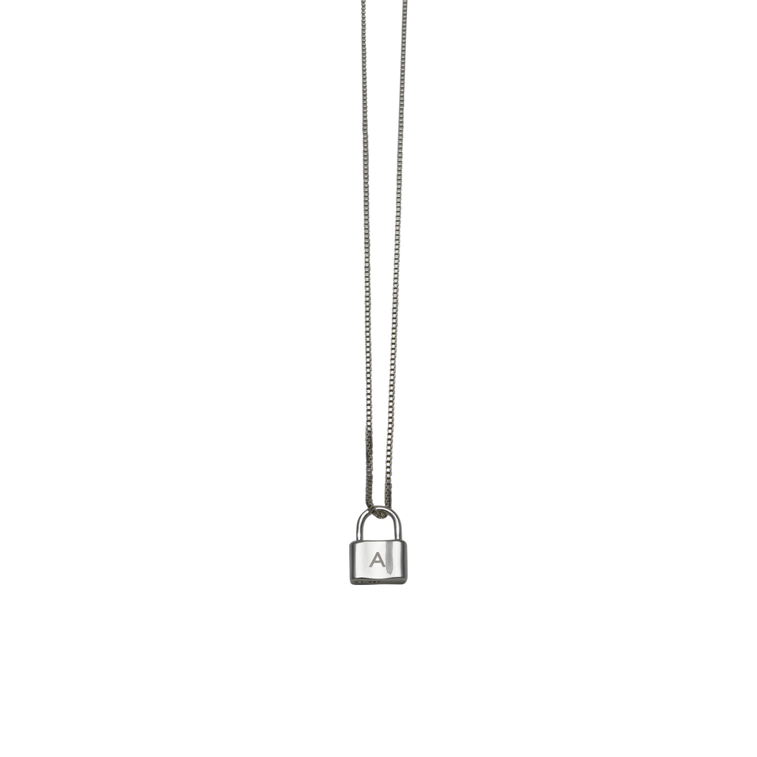 Initial lock necklace with fine box chain - Von Treskow