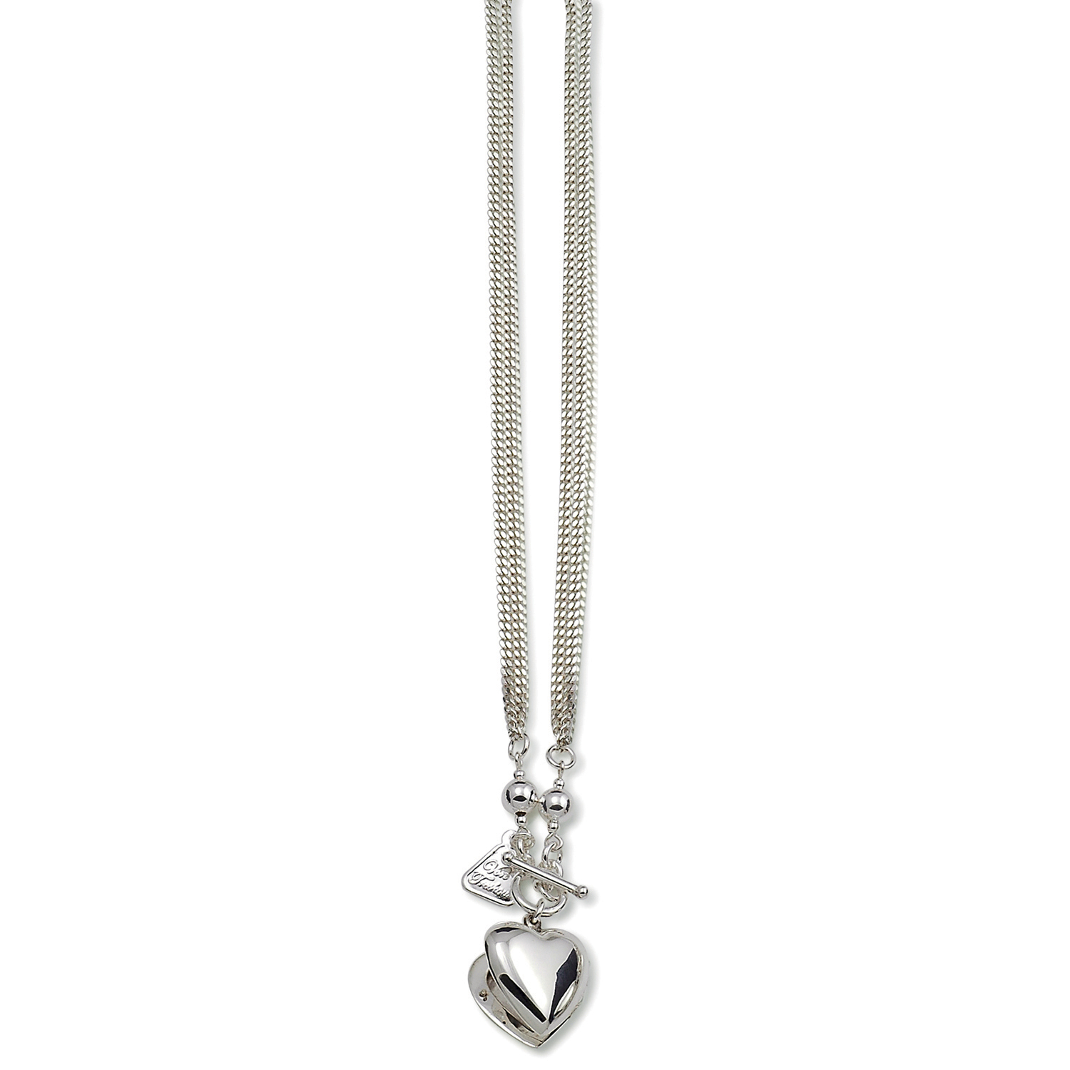 Silver Curb Necklace with Heart Locket - Von Treskow